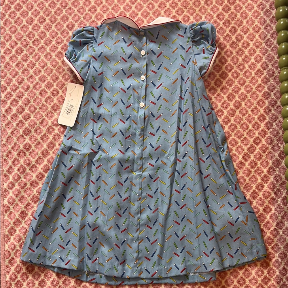 Blue Collared Dress with Colorful Pattern - Picture 2 of 3